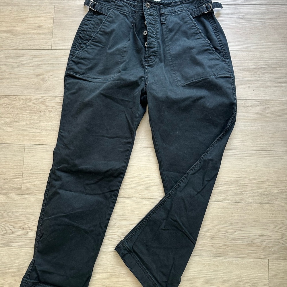 Black Straight-Leg Utility Pants with Waist Tabs